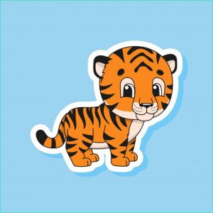 Tigre Cartoon Inspirant Photos Striped Tiger Bright Color Sticker Of A Cute Cartoon