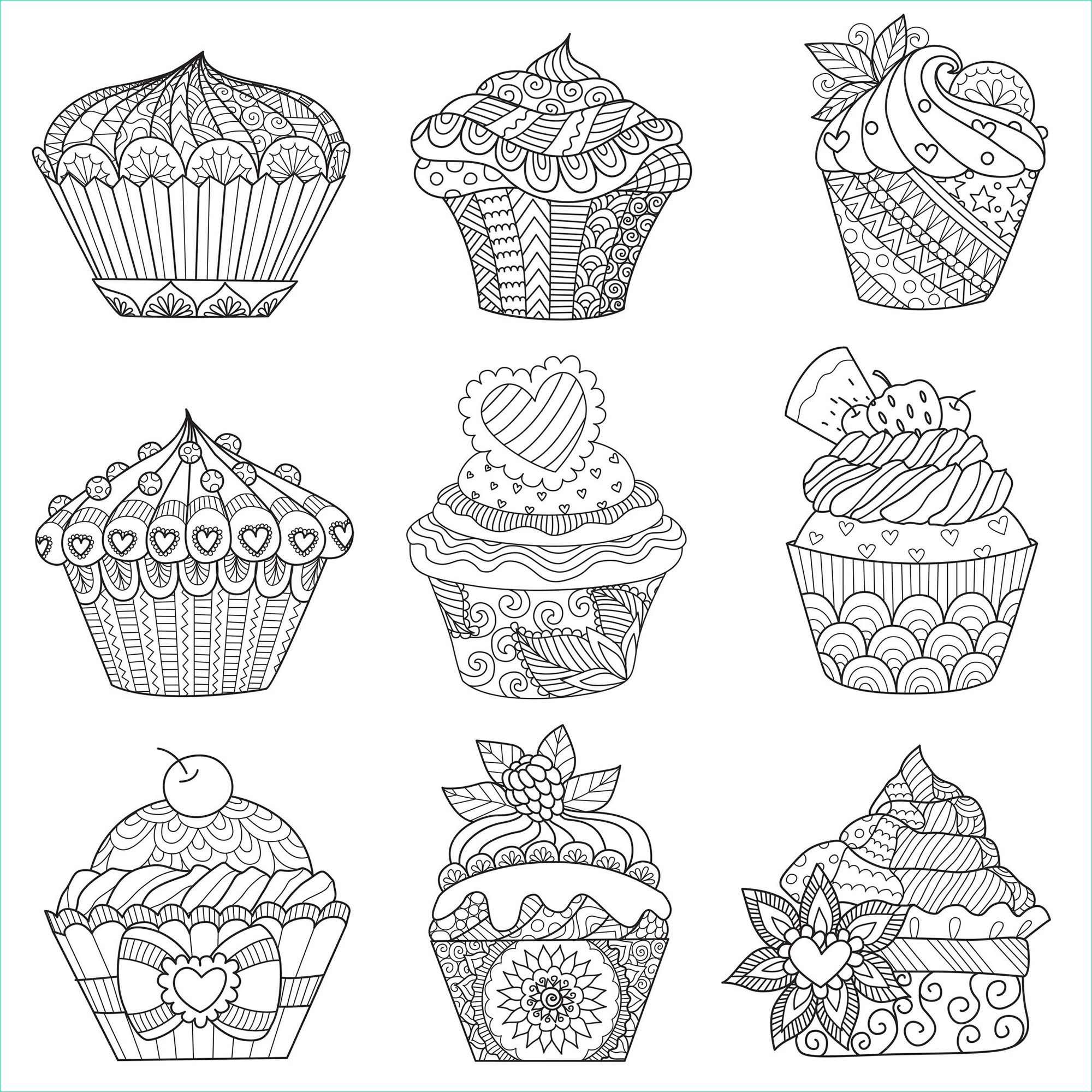 Coloriage à Imprimer Cupcake Beau Photos assortiment De Cupcakes Cupcakes Et Gâteaux Coloriages