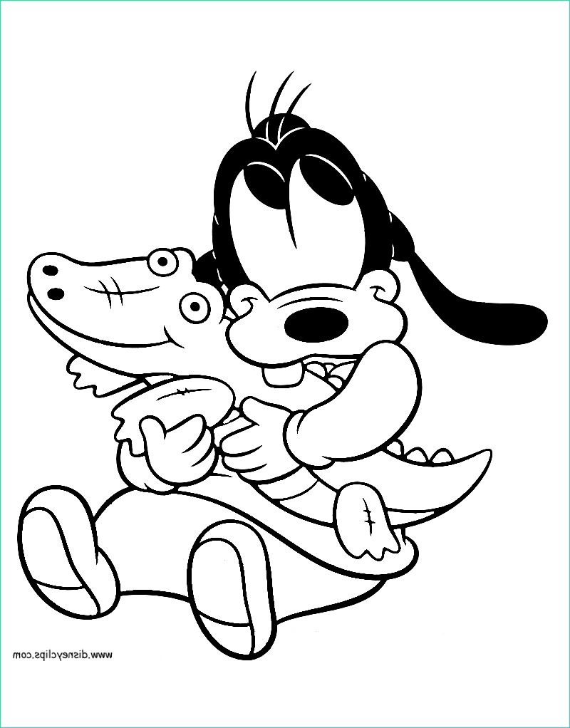 Coloriage Disney Bebe Bestof Images Baby Goofy with Plush toy Coloring Page