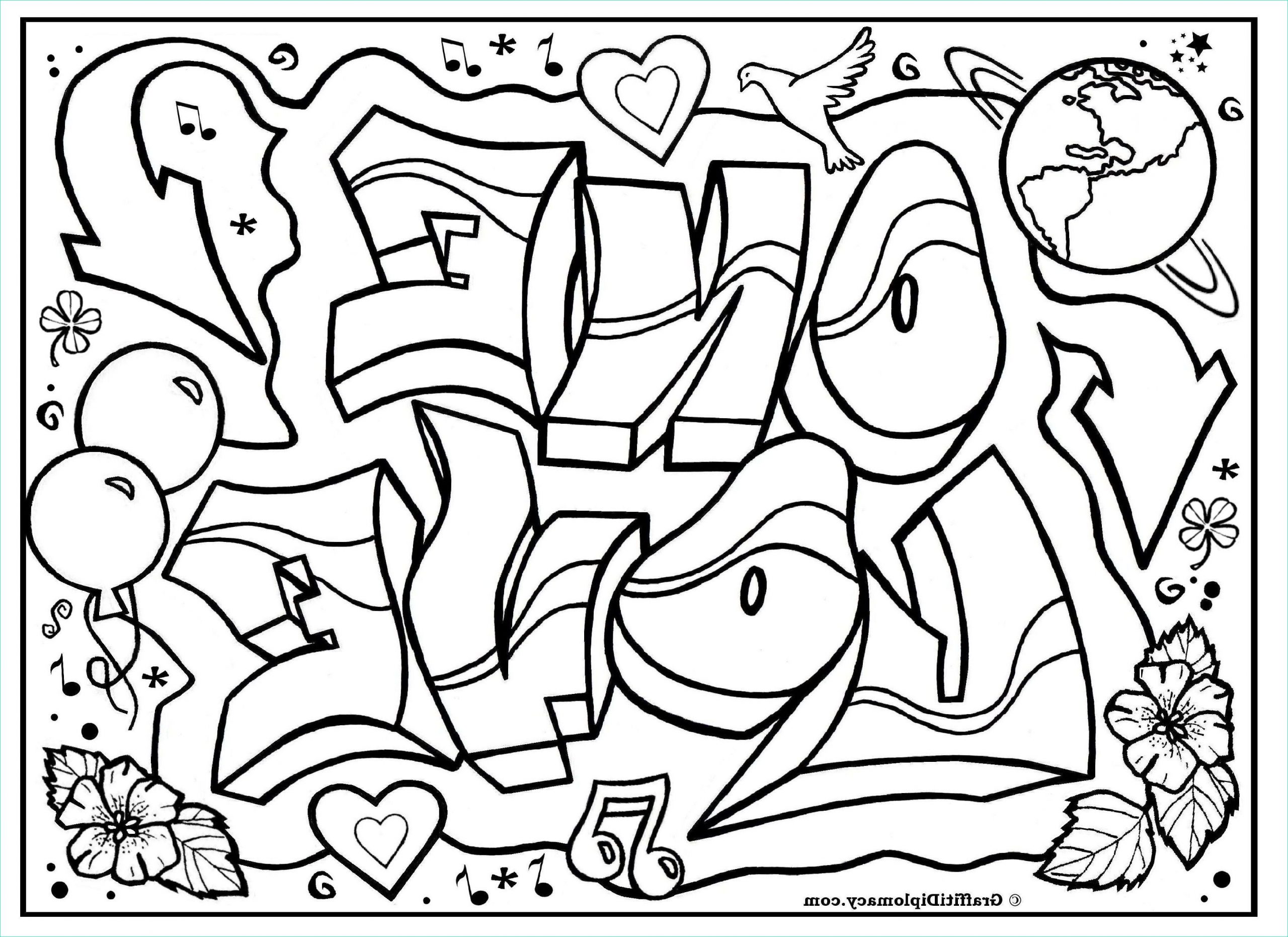 Coloriage Graffiti Beau Collection &quot;one Love&quot; Graffiti Free Coloring Page Graffiti