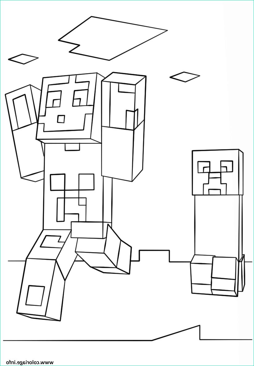 Dessin A Colorier Minecraft Impressionnant Image Coloriage Minecraft Steve and Creeper Jecolorie