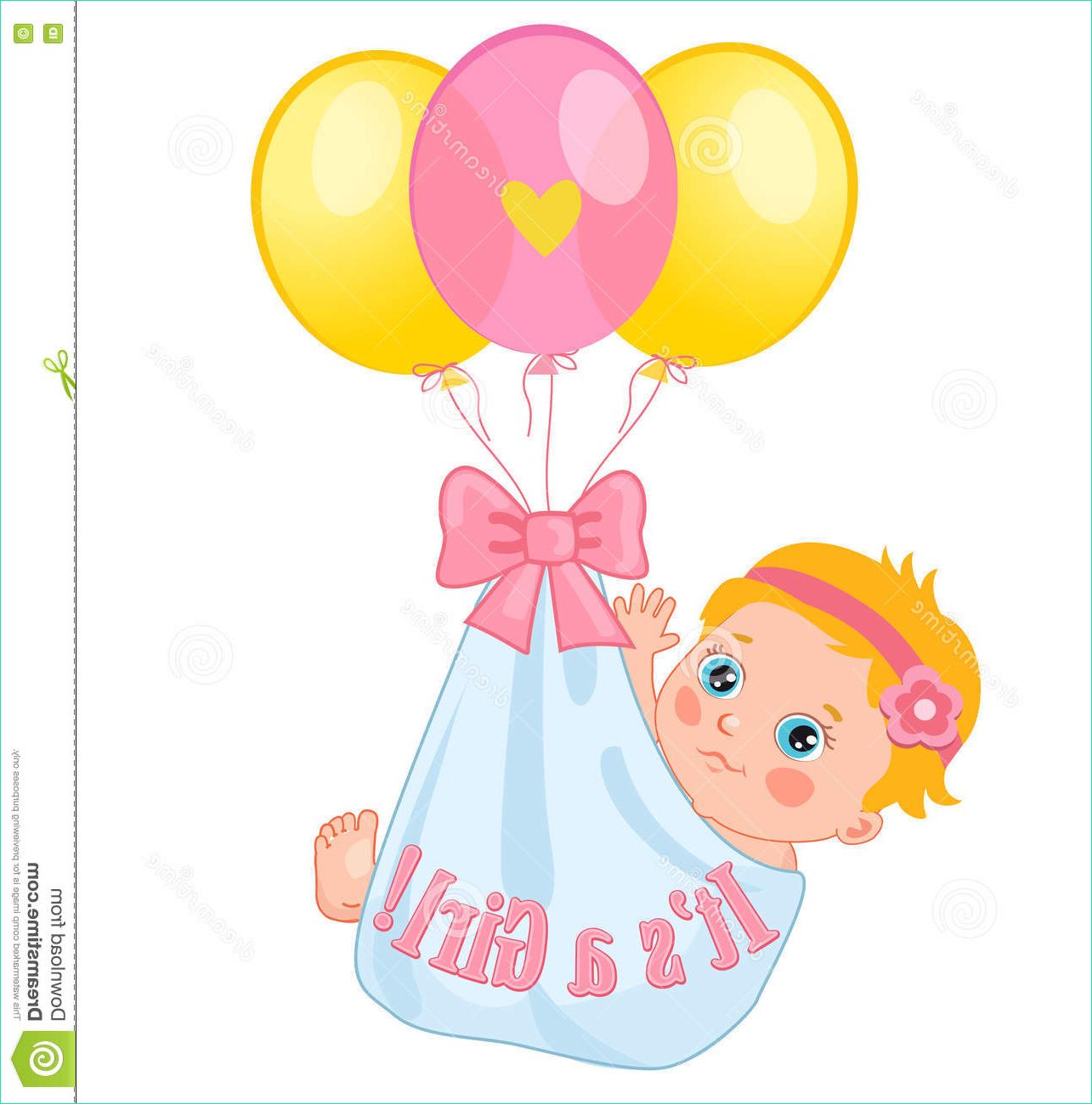 Dessin De Bébé Fille Bestof Photos Color Balloons Carrying A Cute Baby Girl Baby Girl Vector