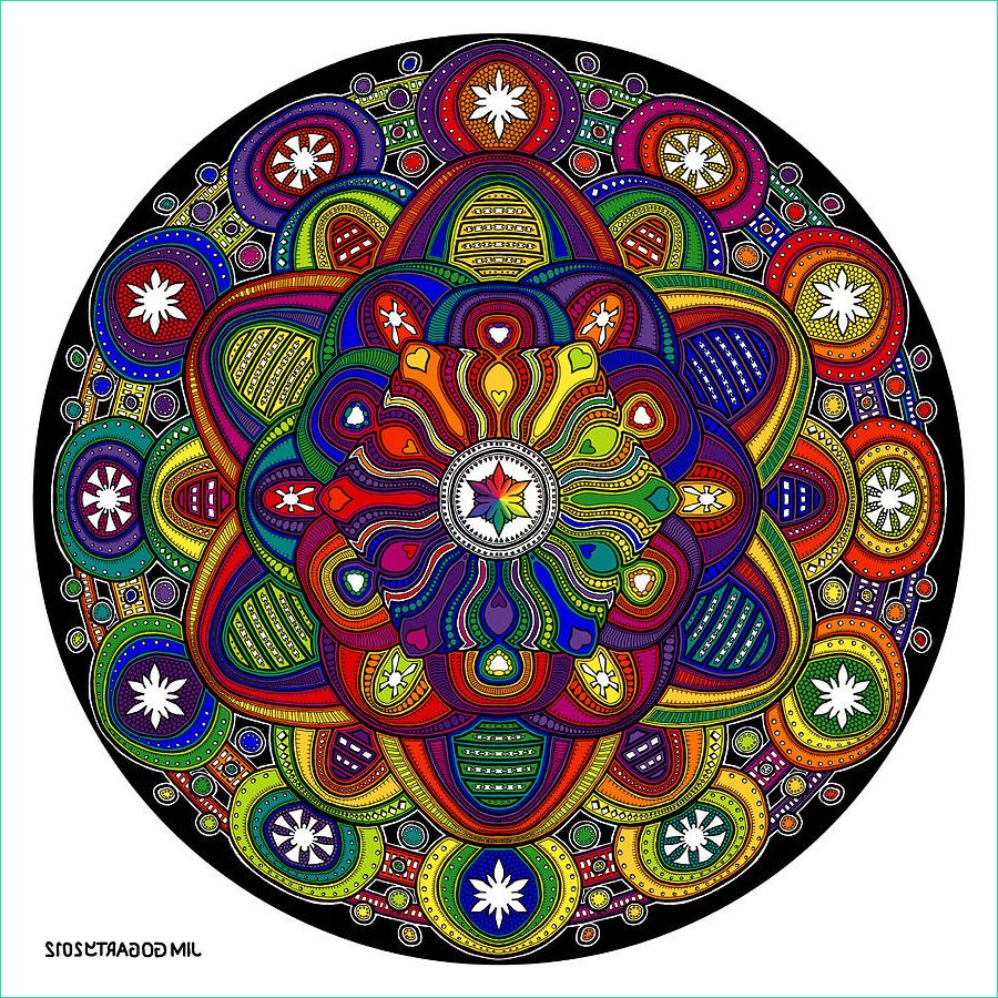 Dessin Madala Luxe Photos Mandala 42 Drawing Rainbow Digital Art by Jim Gogarty