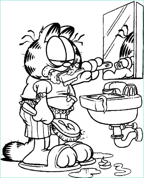 Garfield Dessin Luxe Collection Garfield Brush His Teeth In Dental Health Coloring Page