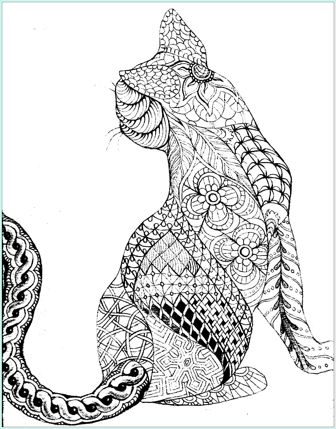 Mandala à Imprimer Chat Bestof Image Cat From Back Cats Adult Coloring Pages