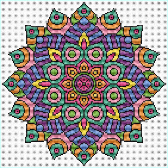 Mandala Stitch Impressionnant Collection Mandala Cross Stitch Kit Colourful Geometric Folksy