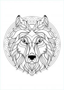 Coloriage Madala Luxe Photos Plex Mandala Coloring Page with Wolf Head 1 Difficult