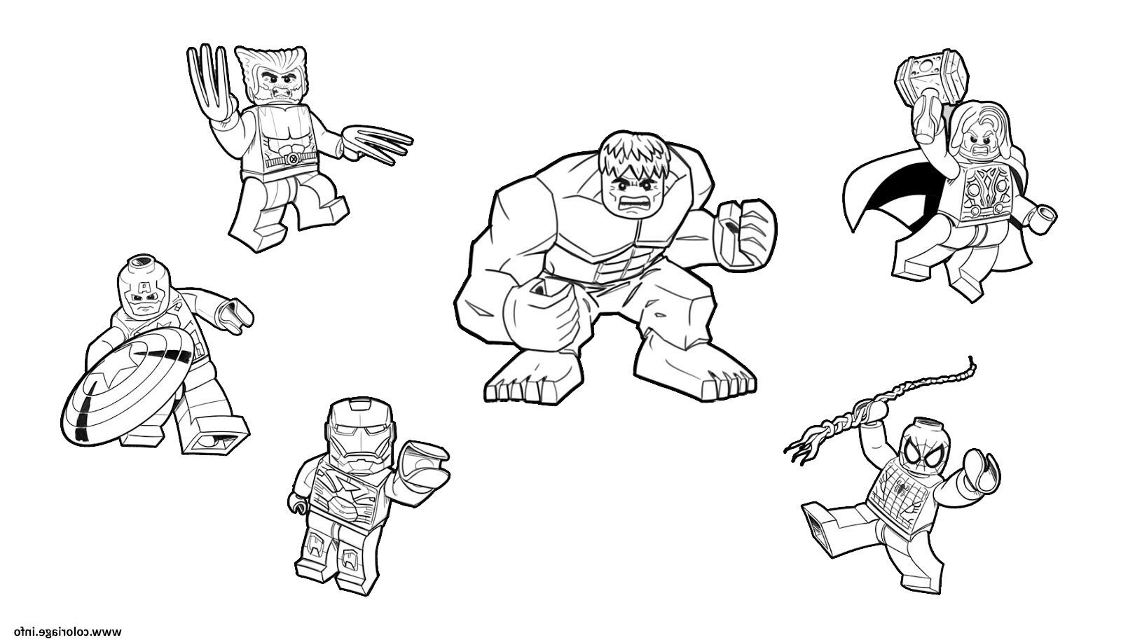 Coloriage Spiderman Lego Cool Collection Coloriage Team Lego Marvel Hulk Ironman Spiderman Thor
