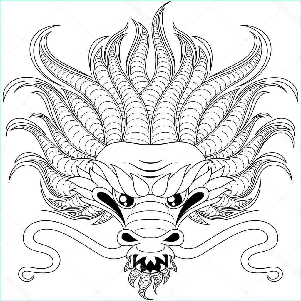 Dessin Dragons Impressionnant Stock Tête De Dragon Chinois En Zentangle Style Tatoo Ou Cahier