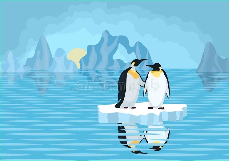 Dessin Pingouin Banquise Élégant Stock Pingouin Sur La Banquise Illustration Stock Illustration