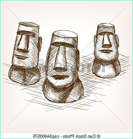 île Dessin Impressionnant Photos Moai Easter island Hand Drawn Sketch Style Vector Moai