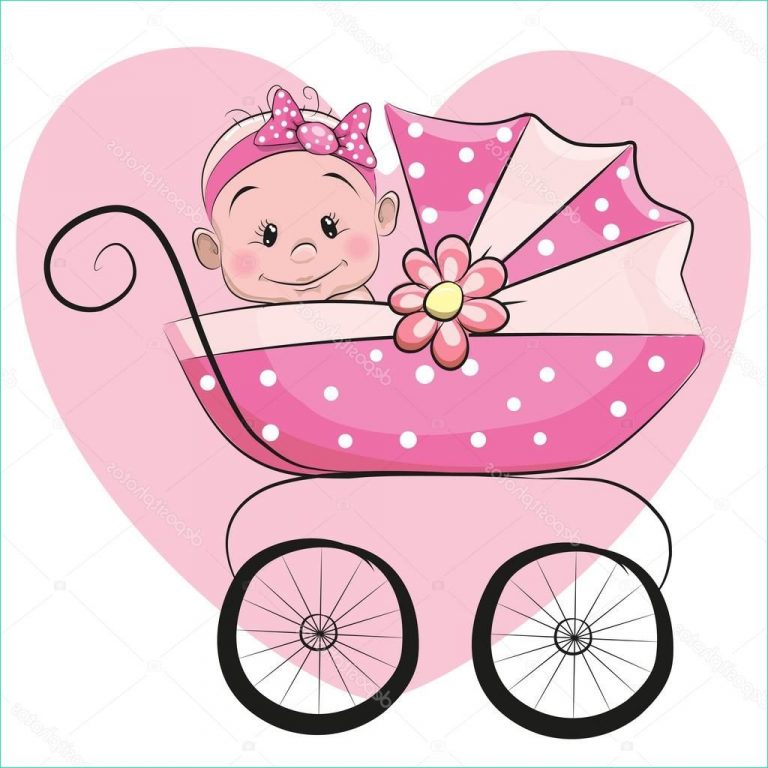 Dessin Bébé Fille Impressionnant Images Bébé Fille Avec Chariot Illustration Vectorielle — Image