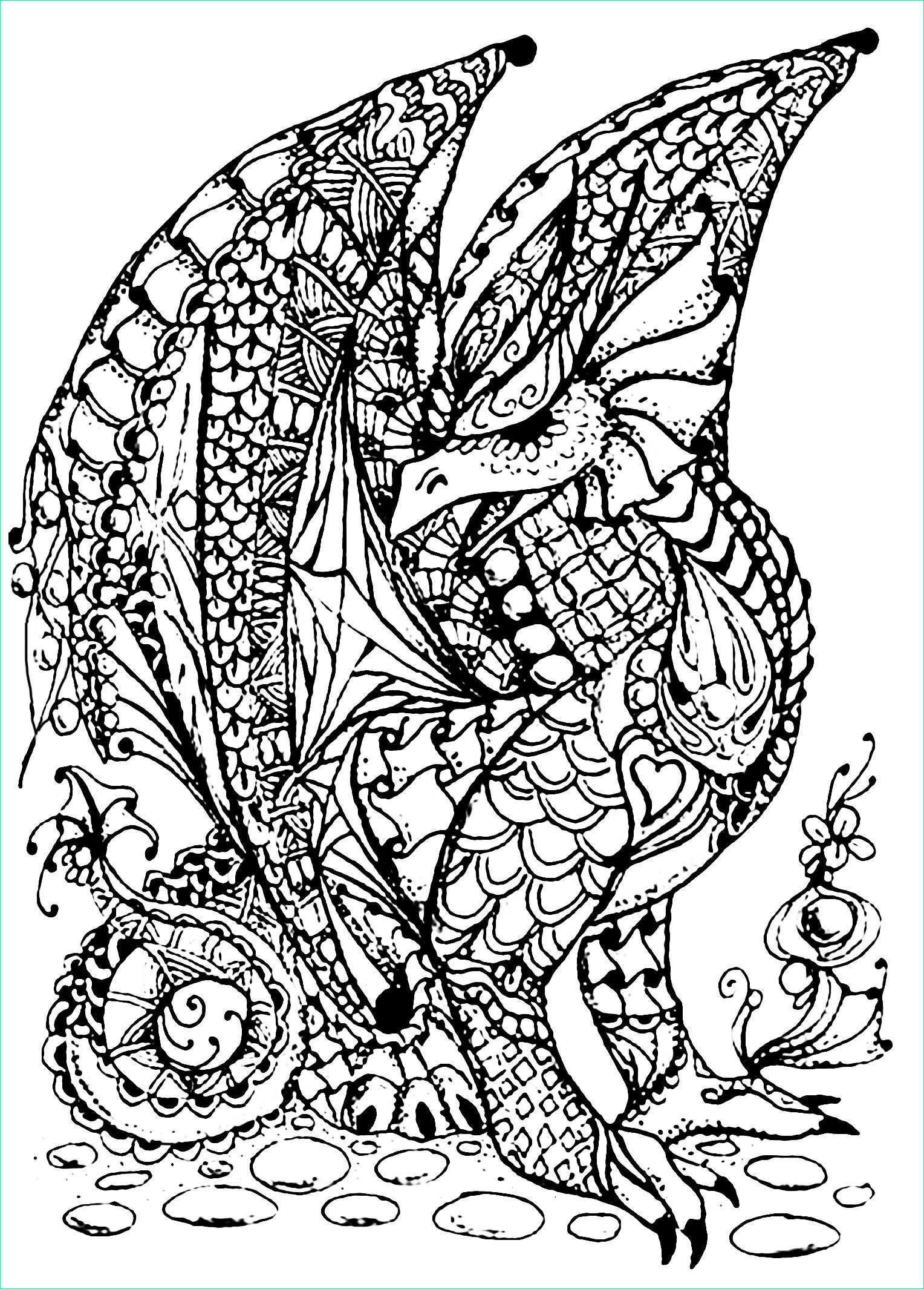 Dessin De Dragon Nouveau Photos Dragon Plein D Ecailles Dragons Coloriages Difficiles