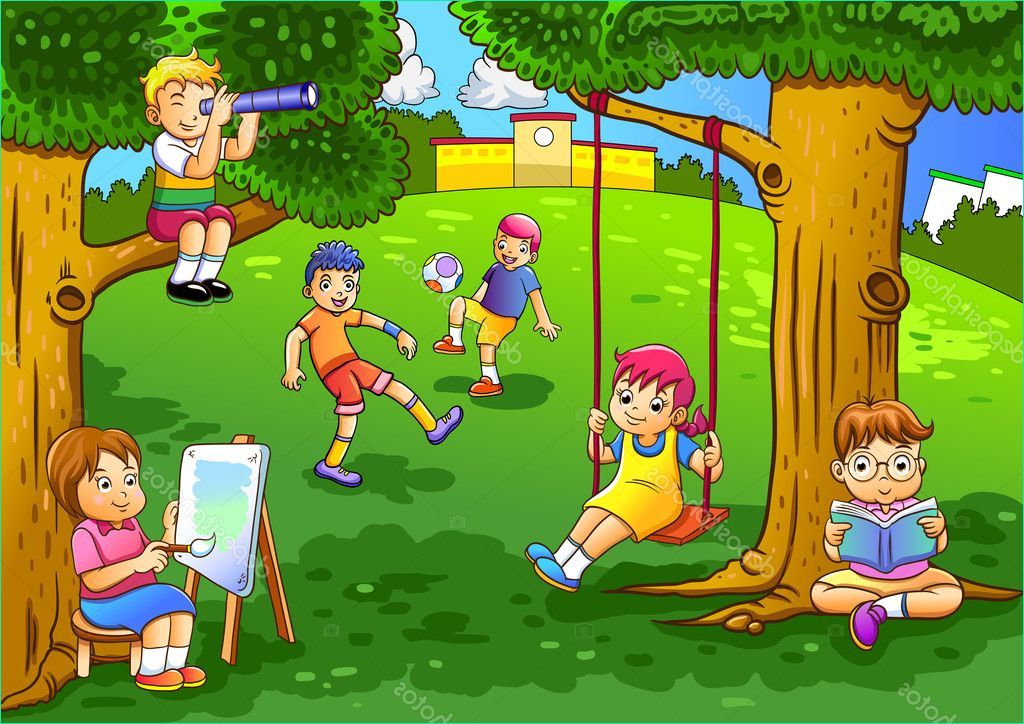 Dessin Enfants Qui Jouent Cool Images Illustration D Un Enfants Qui Jouent Dans Le Jardin