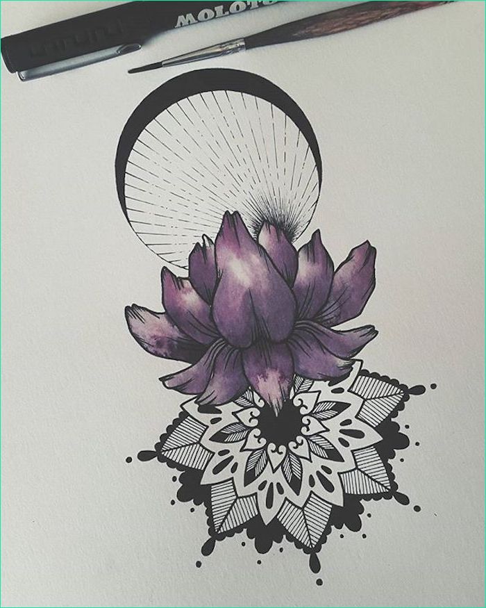 Dessin Fleur De Lotus Élégant Stock Dessin Tatouage Fleur De Lotus Mandala