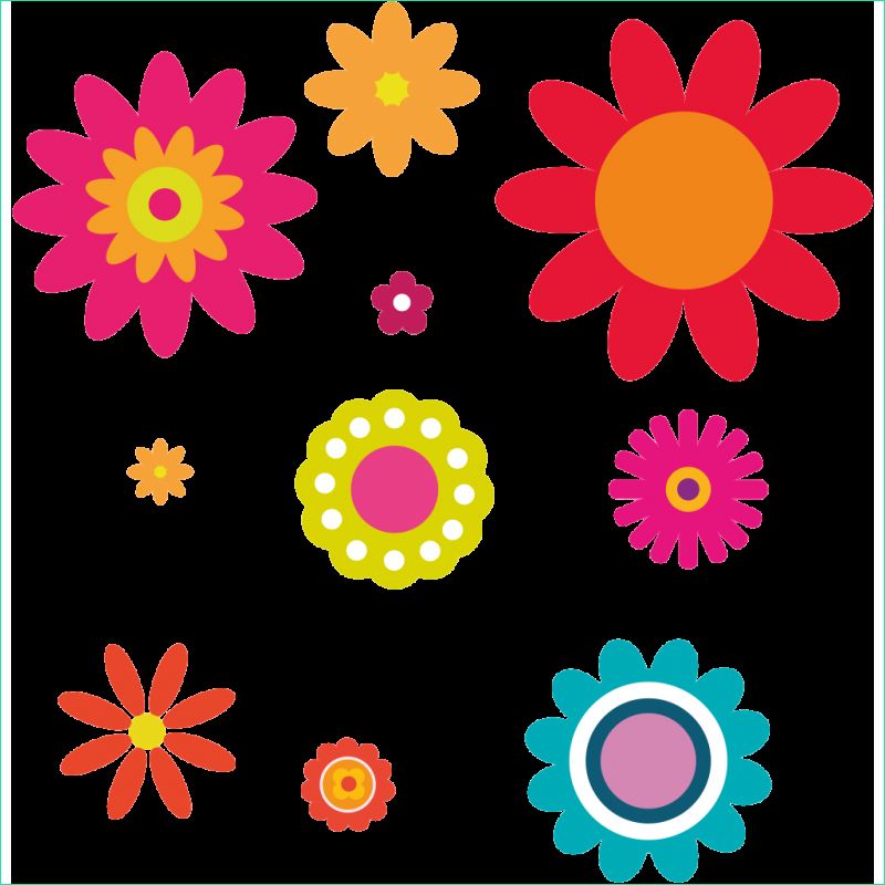 Dessin Fleur Enfant Élégant Stock Kit 10 Stickers Fleurs Enfant Color Stickers