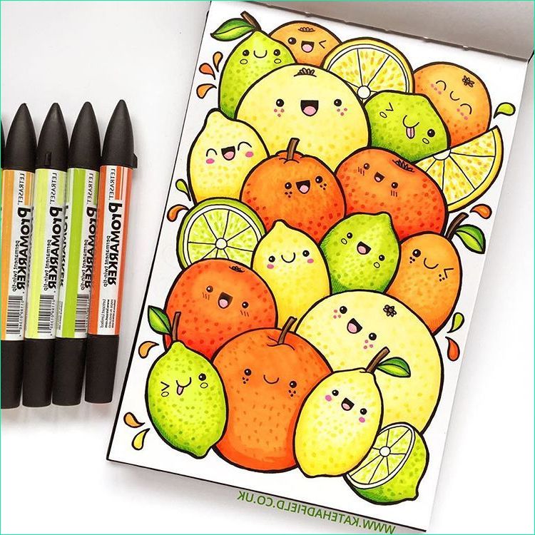 Dessin Kawaii Fruit Impressionnant Images Happy Citrus Fruit Playing Around with Coloured Kawaii