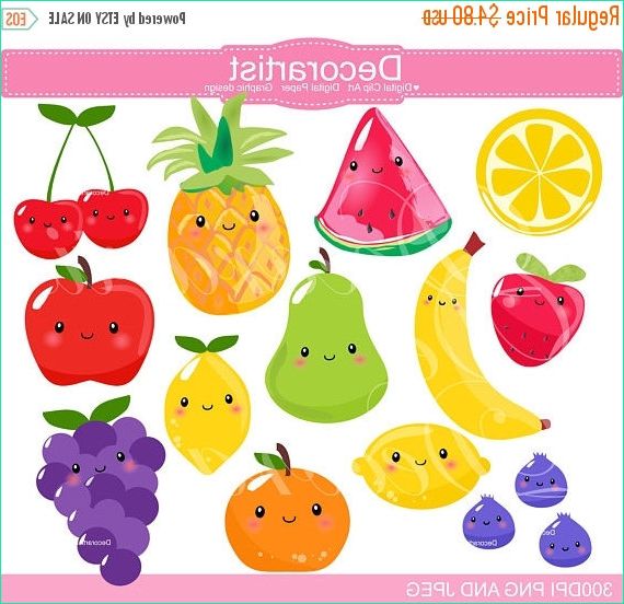 Dessin Kawaii Fruit Nouveau Images On Sale Kawaii Fruits Clip Art Pineapple Watermelon