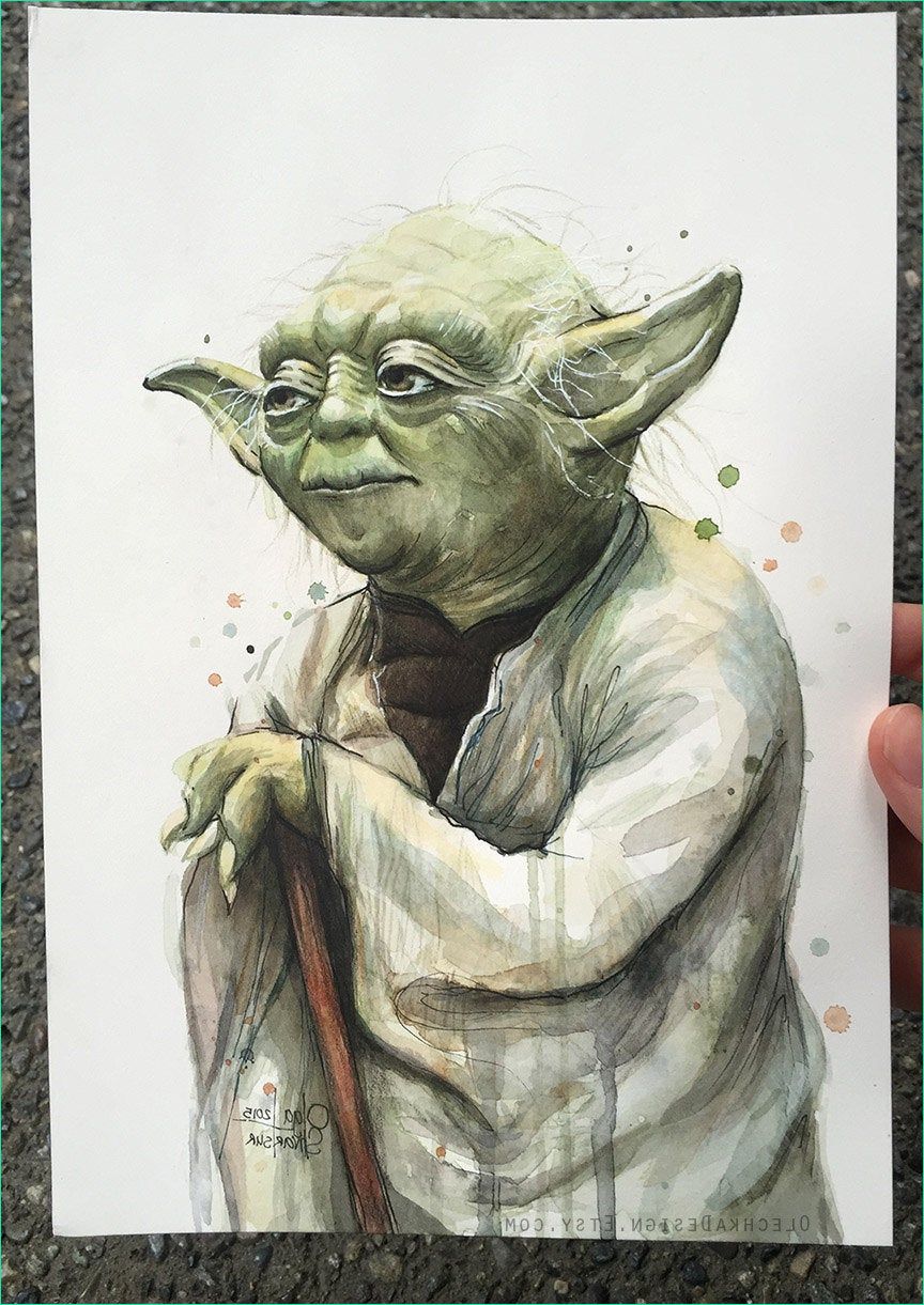 Dessin Maitre Yoda Bestof Image Yoda Watercolor Painting Yoda Art Yoda Artwork Yoda Drawing