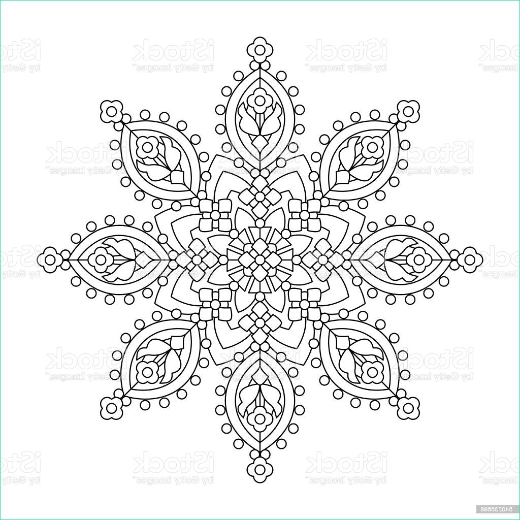 Mandala Flocon Élégant Photos Mandala Whimsical Snowflake Line Art Design Stock