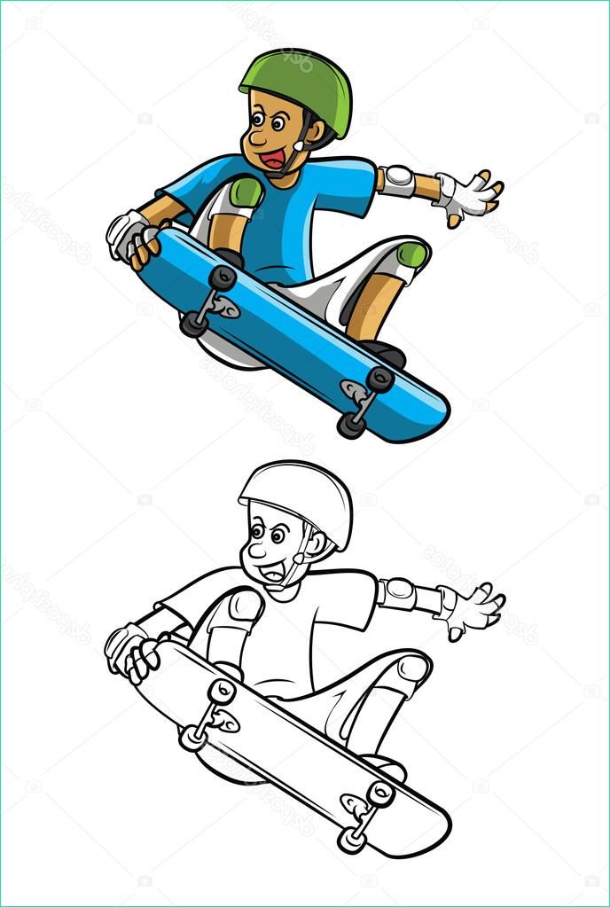 Skateboard Dessin Beau Image Livre à Colorier Skateboard Personnage De Dessin Animé