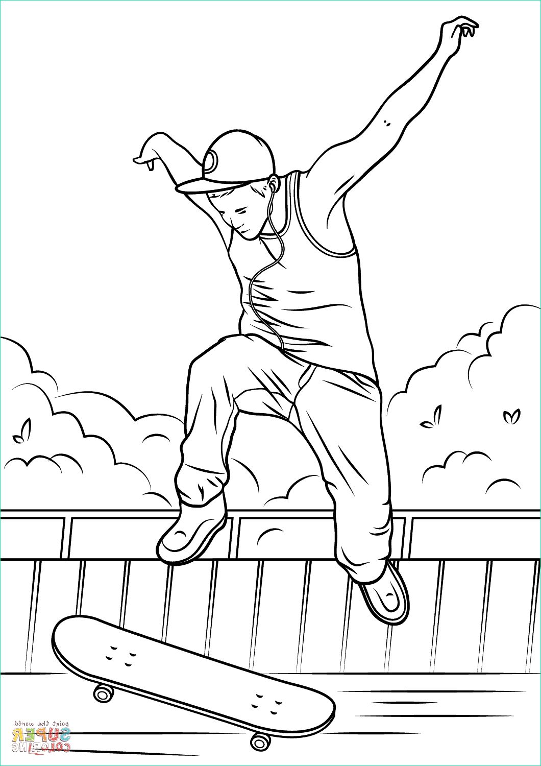 Skateboard Dessin Nouveau Image Skateboard Jump Coloring Page
