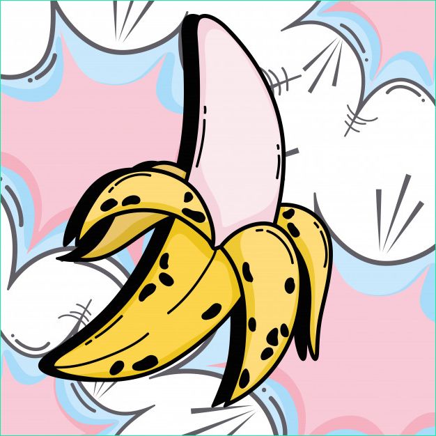 Banane Dessin Élégant Collection Pop Art Bananes Fruits Dessin Animé Mignon Vector