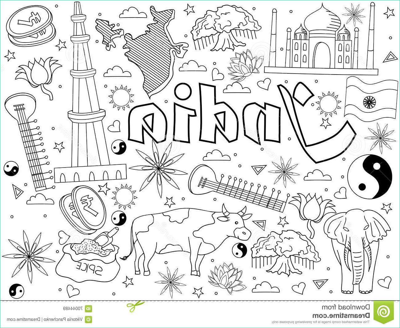 Coloriage éléphant Inde Inspirant Galerie India Coloring Book Vector Illustration Stock Vector