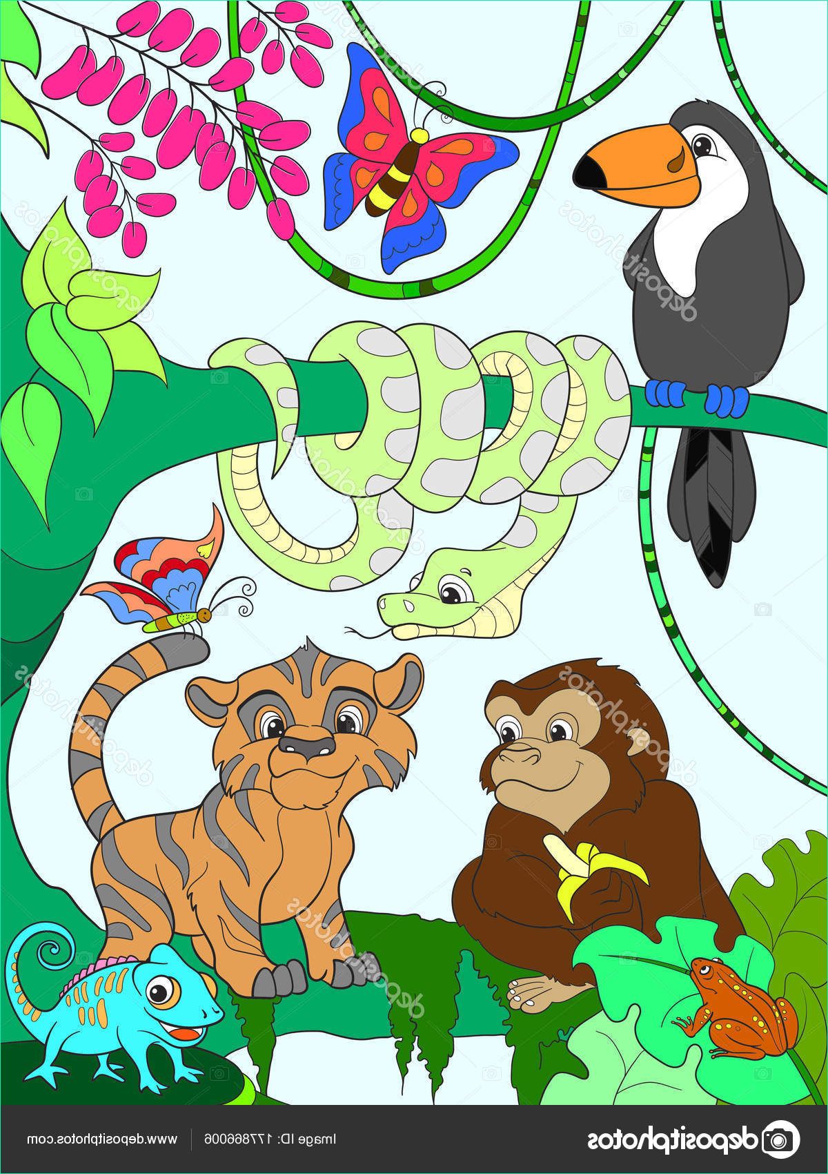 Dessin De Jungle Impressionnant Galerie forêt De La Jungle Avec Le Vecteur De Dessin Animé Animaux