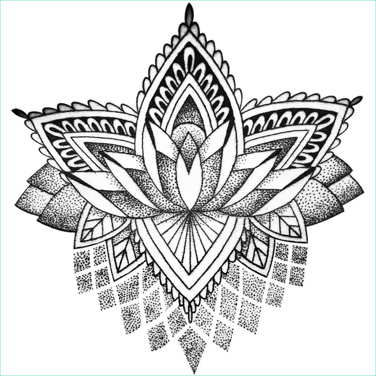 Dessin Fleur Mandala Élégant Images Tattoo Temporaire Mandala Lotus Stylisé