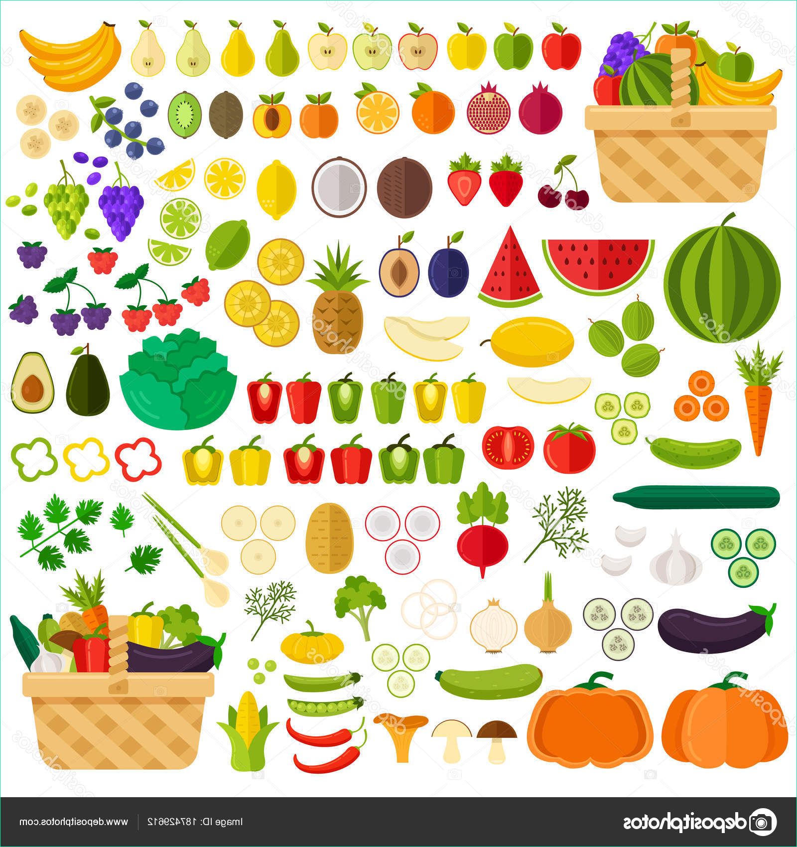 Dessin Fruits Et Légumes Luxe Collection Fruits Légumes Plat Icône isolé Jeu Simple Ingré Nts