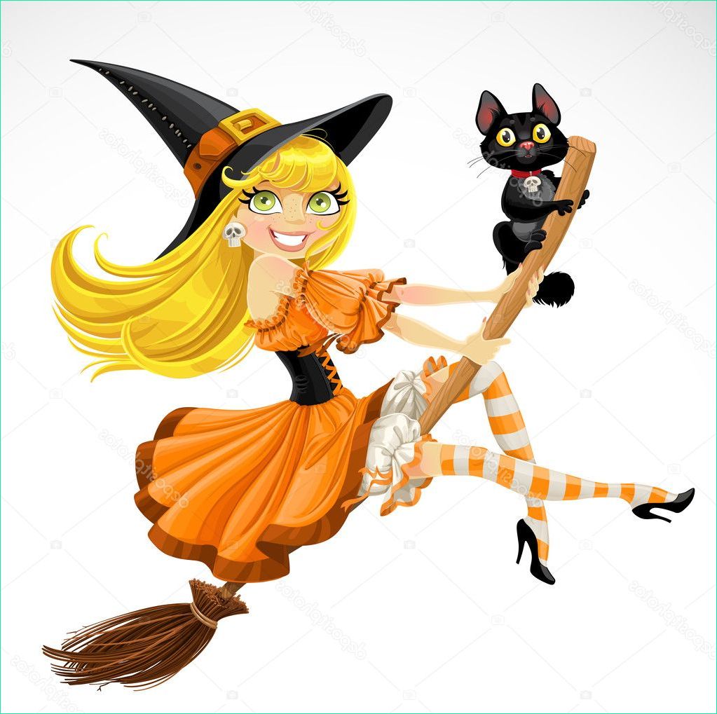 Dessin Halloween sorciere Sur Un Balai Inspirant Photos sorcière Volant Sur Un Balai Sur Halloween — Image