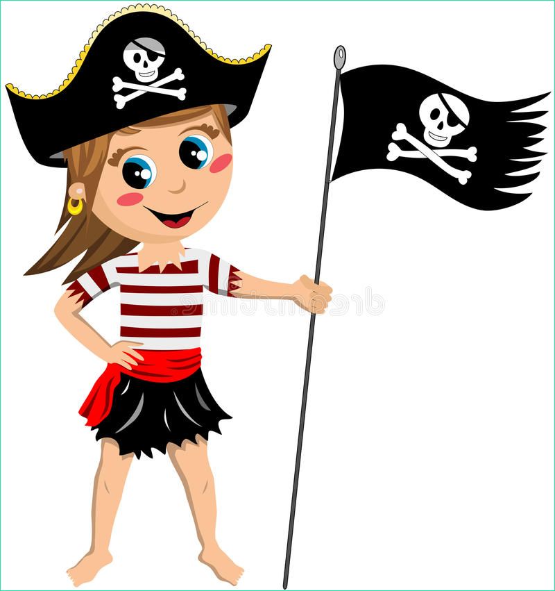 Dessin Pirate Fille Bestof Collection Fille Jolly Roger Flag isolated De Pirate Illustration De