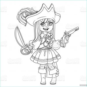 Dessin Pirate Fille Impressionnant Photos Cute Girl In Pirate Costume Outlined for Coloring Page