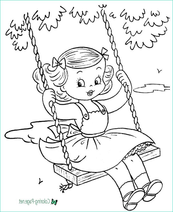 Dessin Summer Cool Photos Summer Coloring Pages Girl On Swing