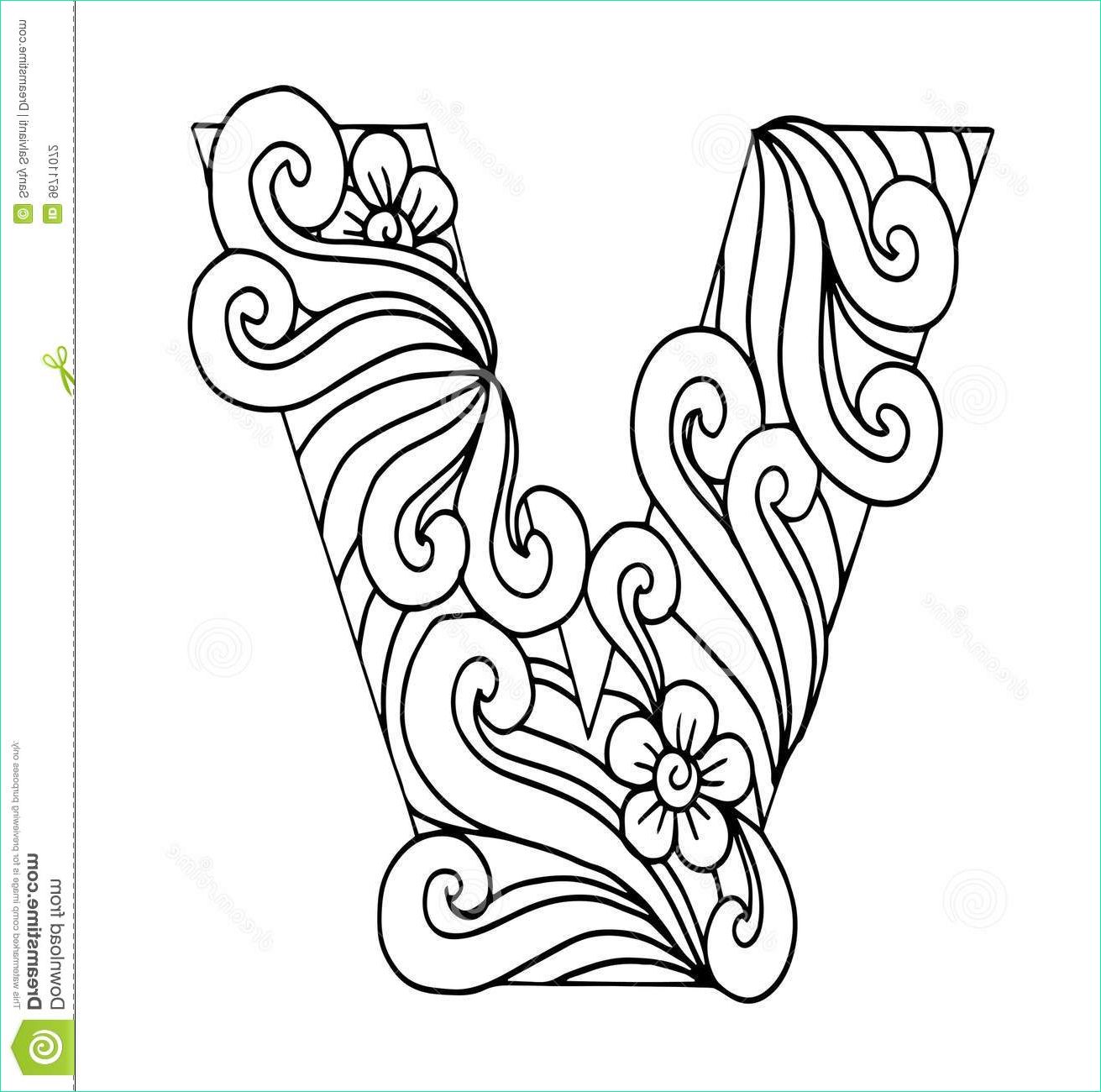 Dessin V Beau Images Zentangle Stylized Alphabet Letter V In Doodle Style