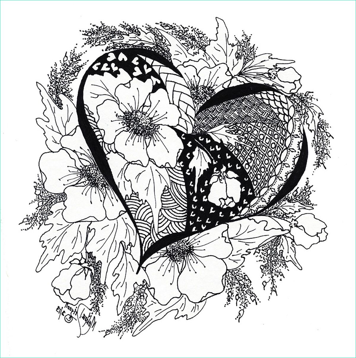 Love Dessin Nouveau Photos Love Heart with Leaves and Flowers Anti Stress Adult