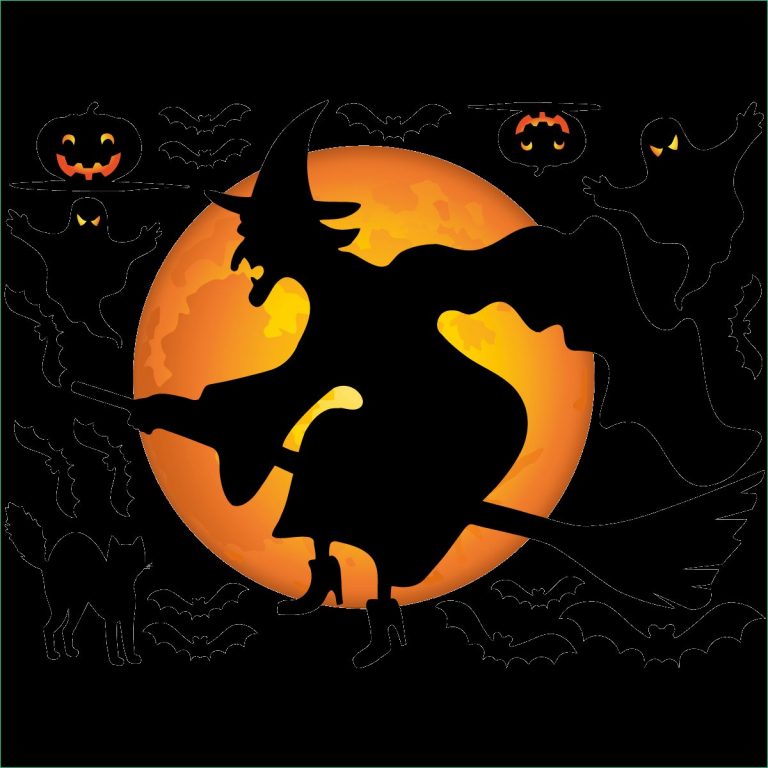 Sorcière Halloween Dessin Unique Photographie Sticker Halloween sorcière Volante – Stickers Fêtes