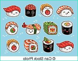 Sushi Kawaii Dessin Cool Collection Kawaii Ensemble Contour Sushi Rouleaux Dessin Animé