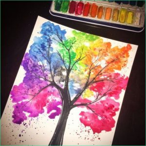 Arbre Printemps Dessin Nouveau Photos Hand Painted Watercolor Tree Colorful Rainbow