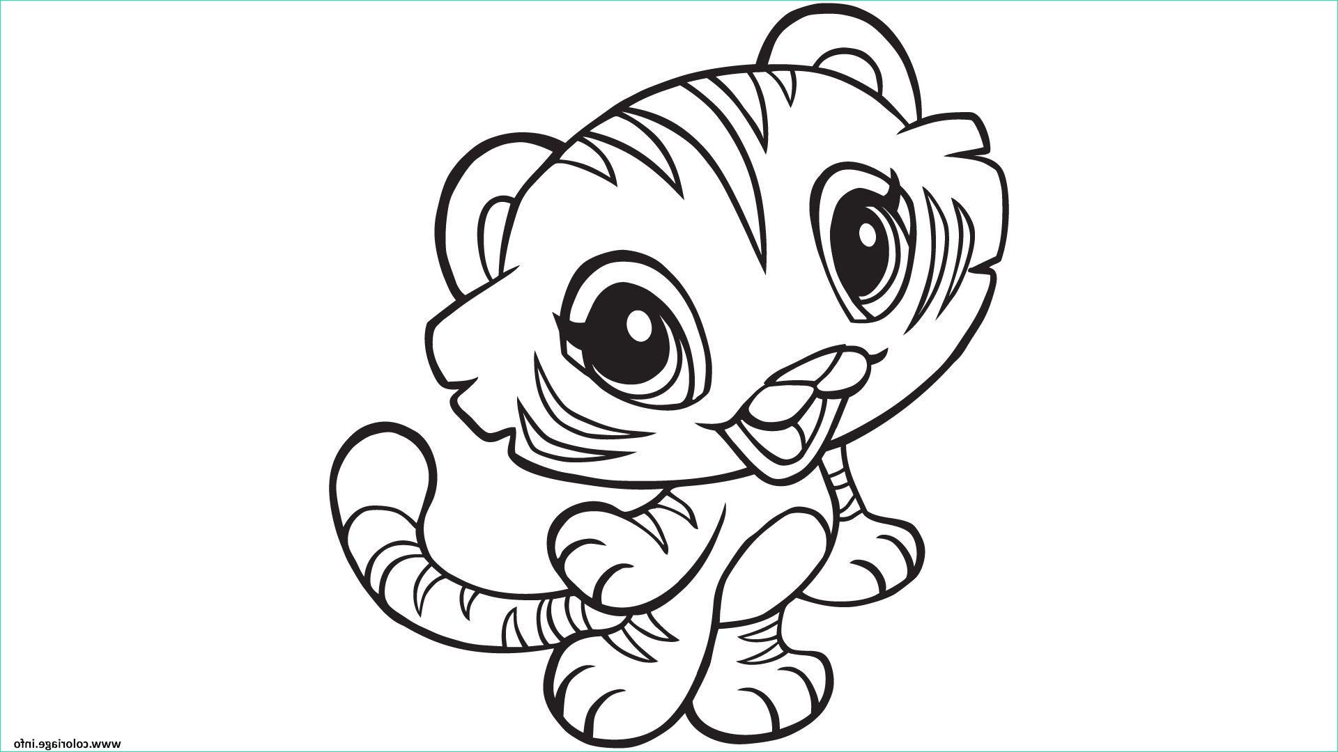 Coloriage D&amp;#039;animaux Kawaii Cool Collection Coloriage Kawaii Animaux Tigre Dessin