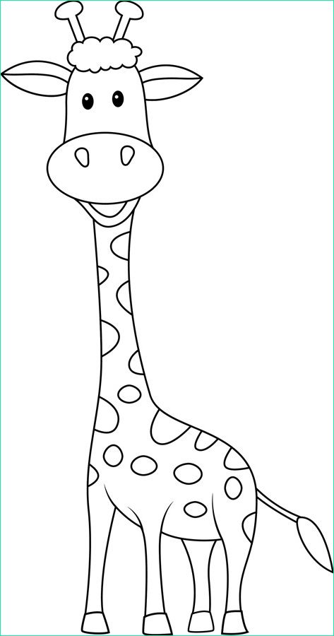 Coloriage Image Unique Images Coloriage Girafe souriante Dessin Gratuit à Imprimer