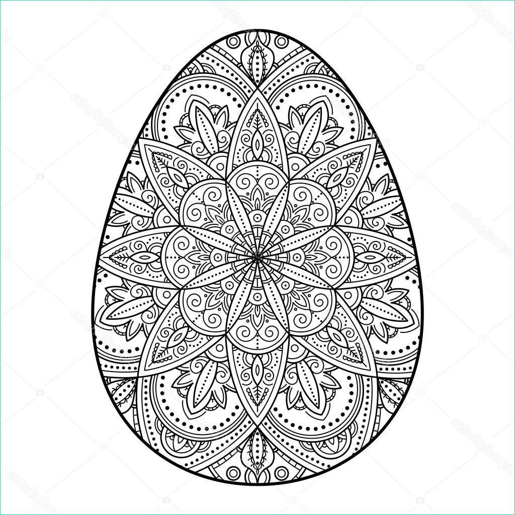 Coloriage Paques Mandala Élégant Photos Illustration De Vecteur D’un Oeuf De Pâques Avec Un Modèle