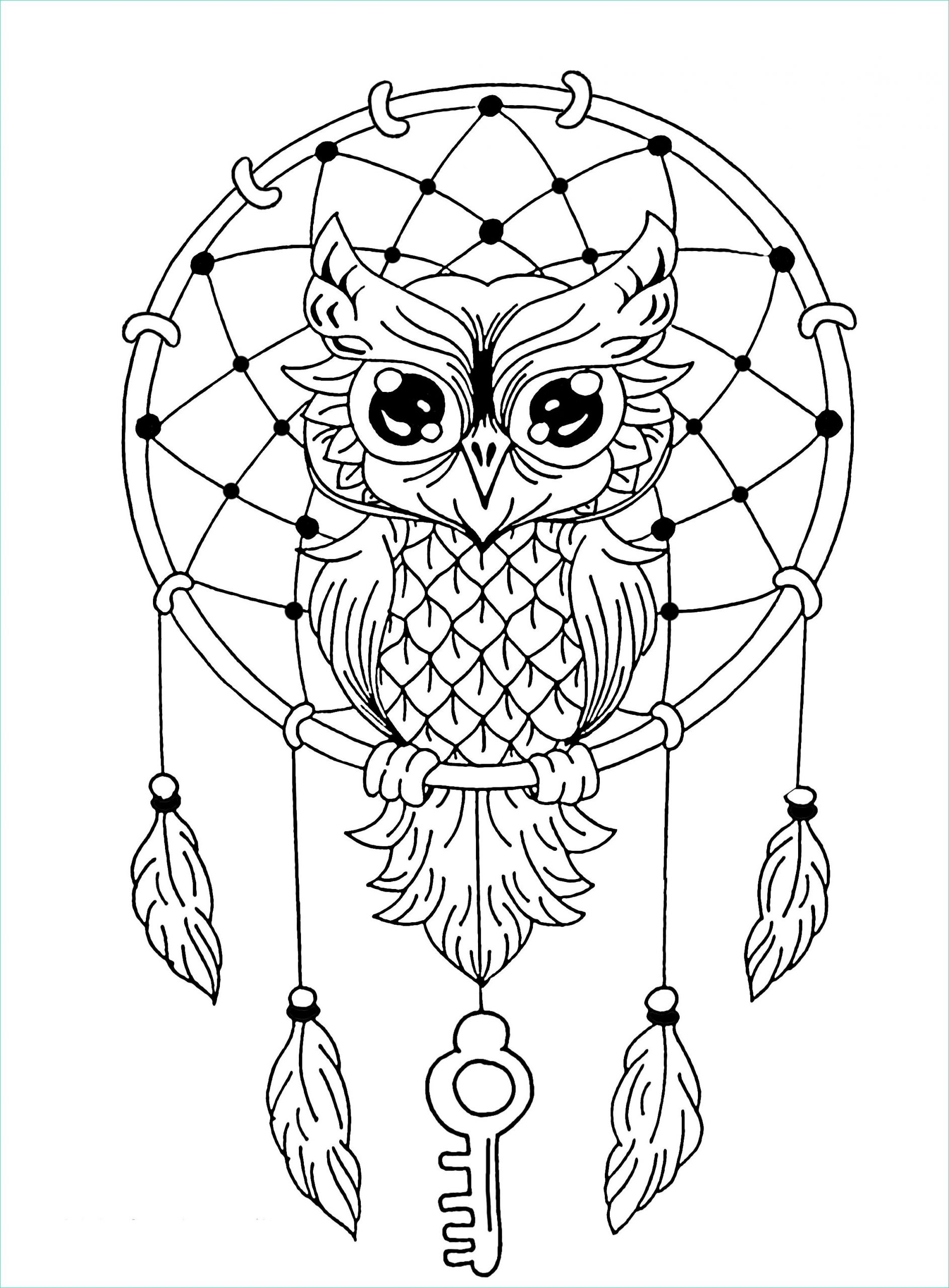 Coloriage Simple Cool Photographie Mandala Easy Dreamcatcher Owl Simple Mandalas