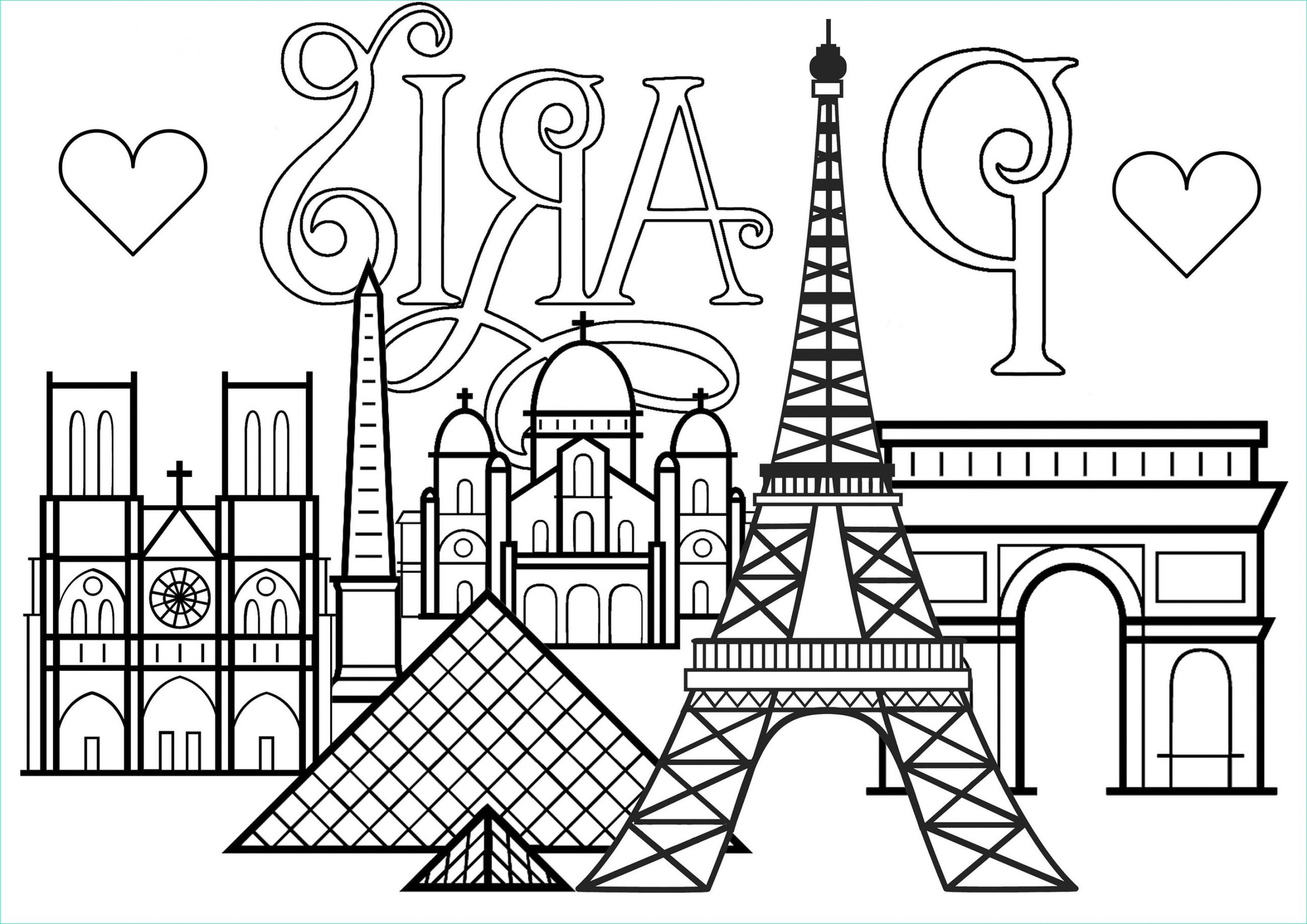 Coloriage Ville Luxe Image Paris Famous Monuments and Text Paris Adult Coloring Pages