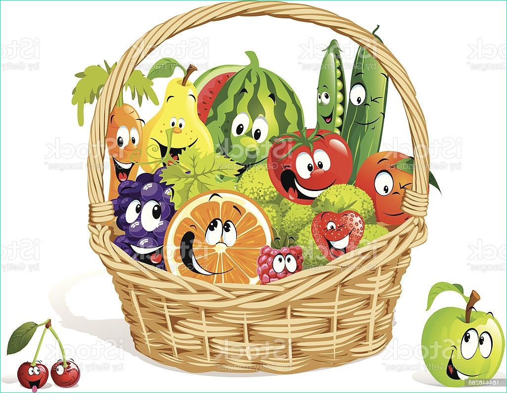 Dessin De Fruits Unique Photos Happy Fruit and Ve Able Cartoon In Basket Stock
