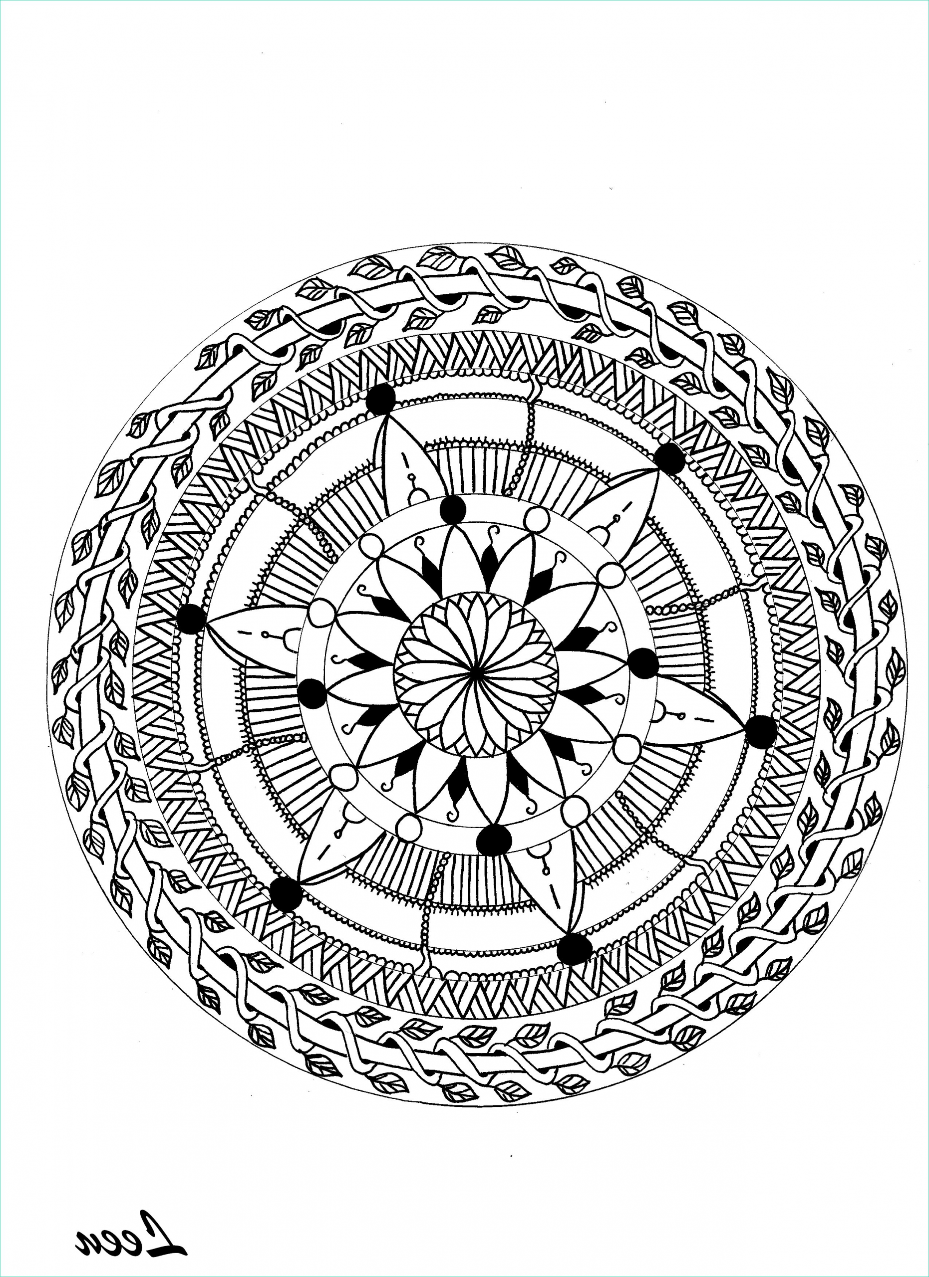 Dessin Mandalas Cool Galerie Mandala with Flowers and Leaves Difficult Mandalas for