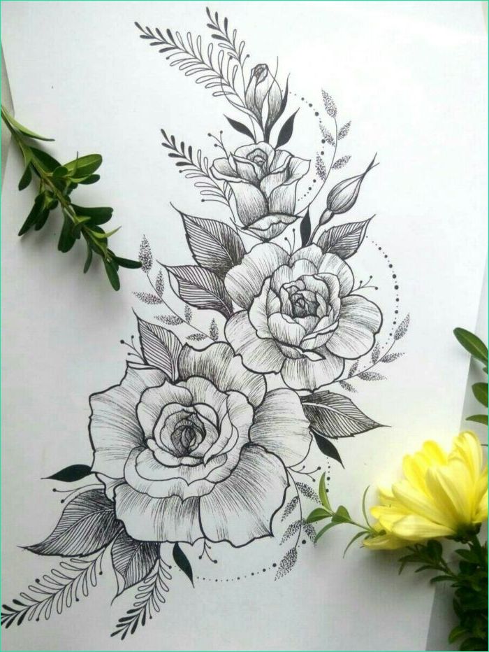 Fleur Dessin Realiste Unique Galerie Épinglé Sur Tattoos
