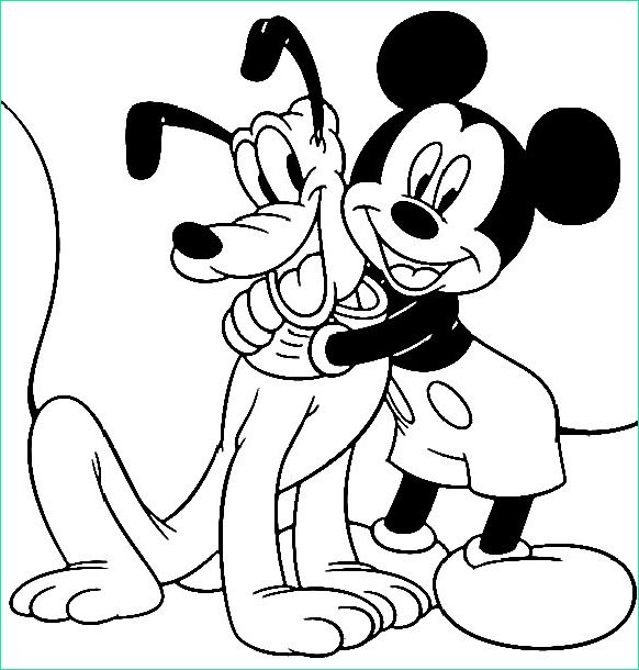 Mickey à Colorier Beau Stock Coloriage Mickey étreint Pluto Dessin Gratuit à Imprimer