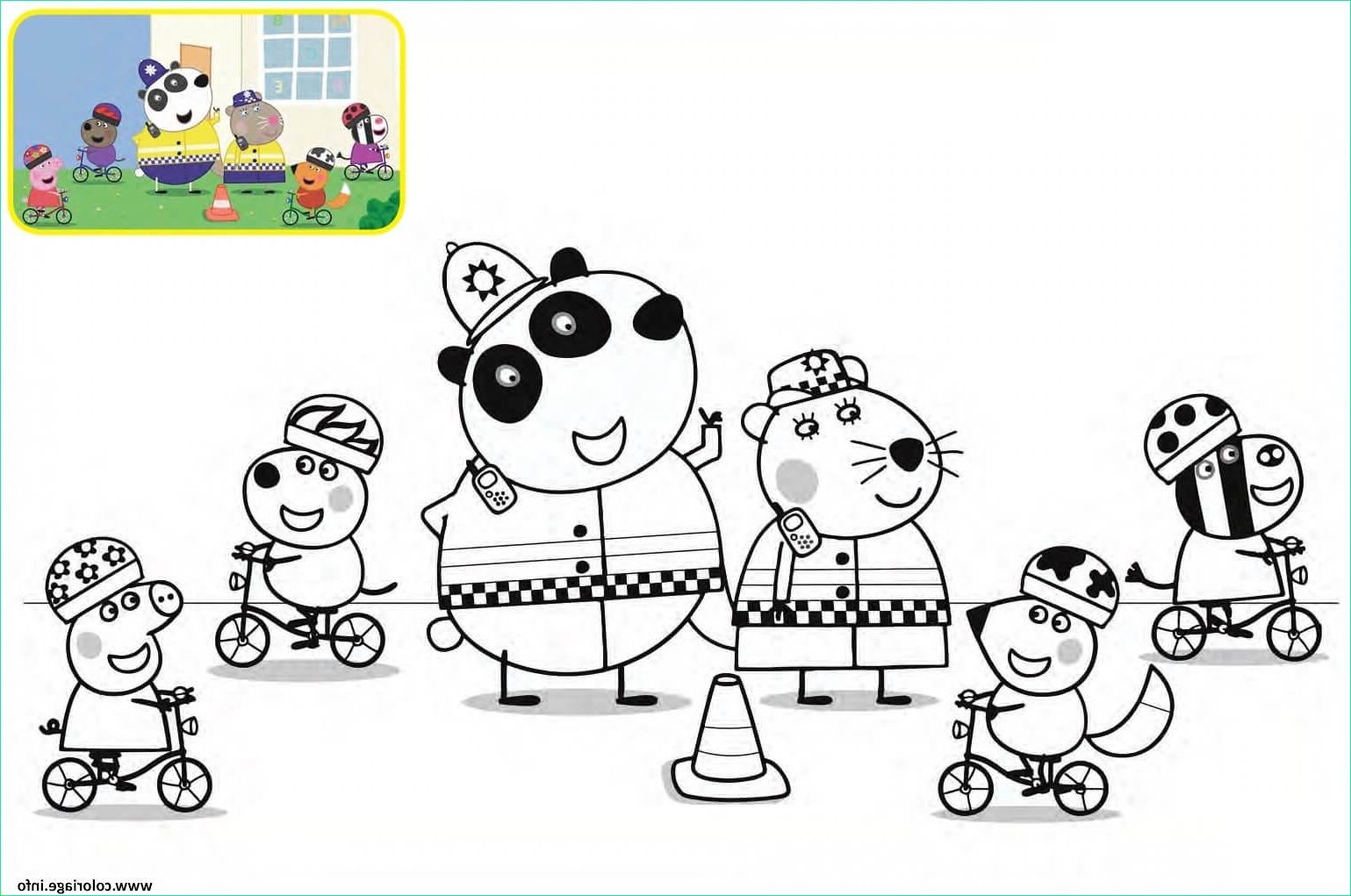 Peppa Pig Dessin à Imprimer Cool Photos Coloriage Police Peppa Pig Velo Jecolorie